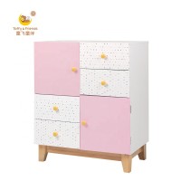 Toffy & Friends girl wooden storage cabinet with drawers white pink