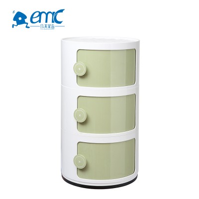 Multipurpose large round plastic household storage drawer with push doors