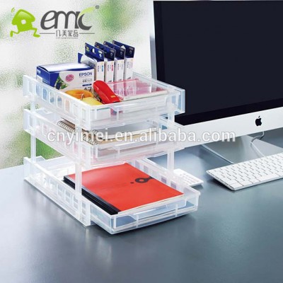 Office Desk Organizer, Plastic Desk Organizer, 3-tire transparent desk organizer