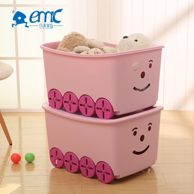 Stackable large plastic household children toy storage box with wheels